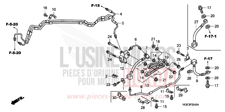BRAKE HOSE for VFR1200F Dual Clutch CANDY PROMINENCE RED (R342) from 2012